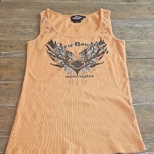 Harley-Davidson Studded Orange Tank Top